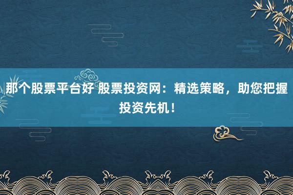 那个股票平台好 股票投资网：精选策略，助您把握投资先机！