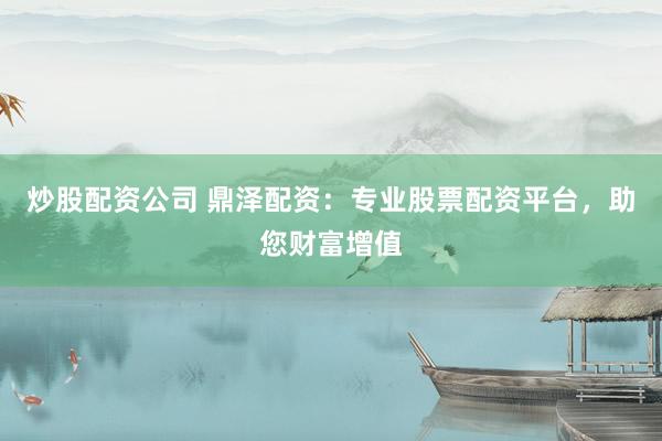 炒股配资公司 鼎泽配资：专业股票配资平台，助您财富增值