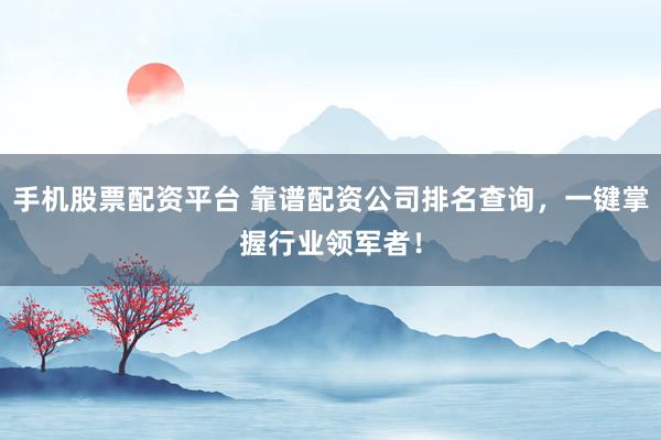 手机股票配资平台 靠谱配资公司排名查询，一键掌握行业领军者！