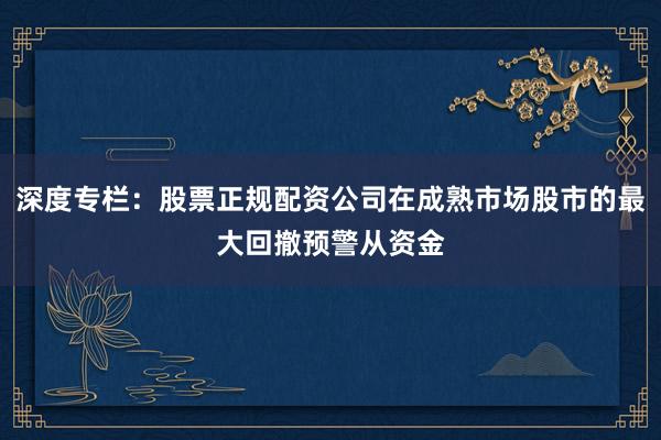 深度专栏：股票正规配资公司在成熟市场股市的最大回撤预警从资金
