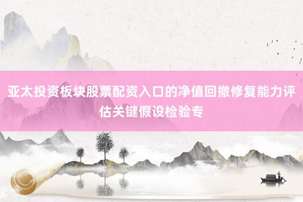 亚太投资板块股票配资入口的净值回撤修复能力评估关键假设检验专
