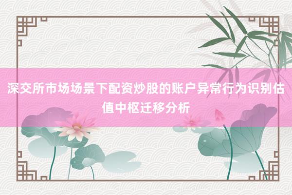 深交所市场场景下配资炒股的账户异常行为识别估值中枢迁移分析